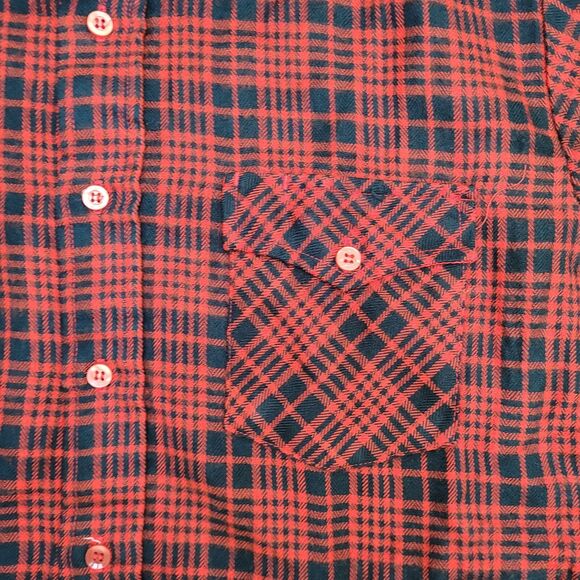 Vintage 80s Plaid Button Shirt Medium 21x29 Red - Picture 12 of 13